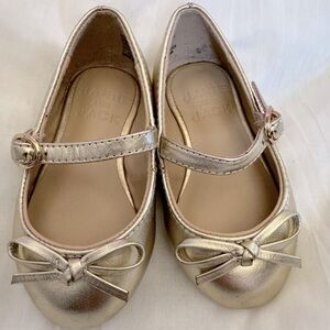 Janie and Jack metallic bow ballet flats Toddler size 4 like new